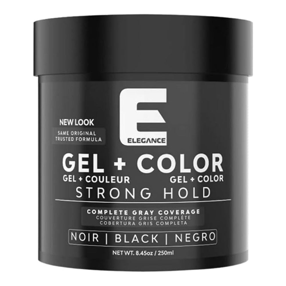 Elegance Black Color Hair Styling Gel Strong Hold for Complete Gray Coverage 8.45Oz (250ml)